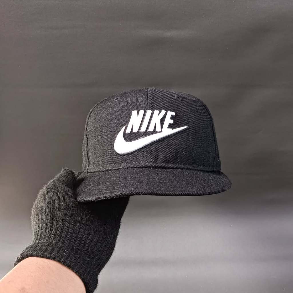 Topi Snapback Unisex Pria Wanita NIKE TRUE Hitam Original