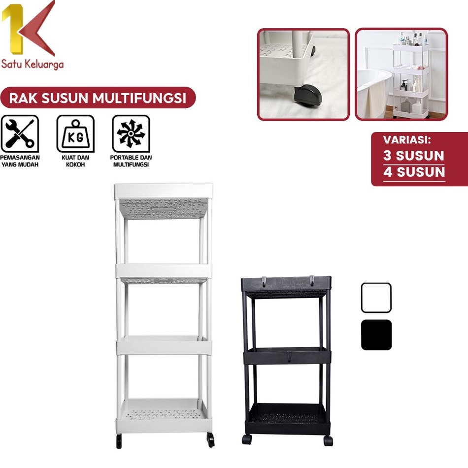 Terbagus Satu Keluarga Rak Susun Serbaguna 4 Tingkat Dengan Roda C82 Rak Kamar Mandi Bahan Plastik P