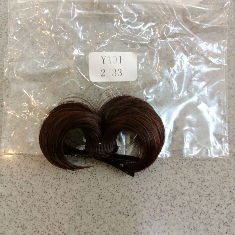 Jepit rambut anak perempuan korean fun bun cepol rambut palsu anak perempuan polos