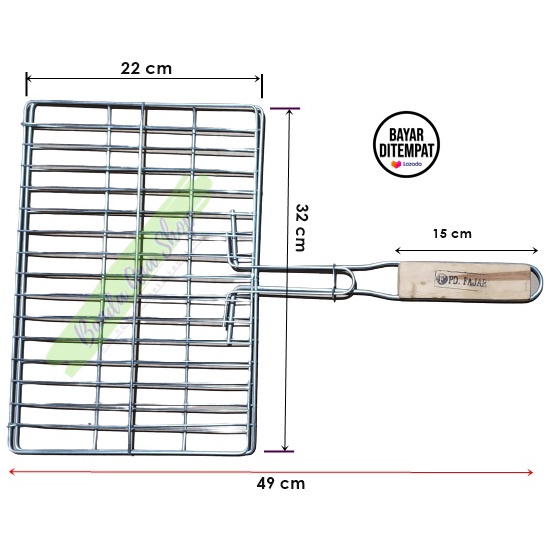 Best Seller Panggangan Ikan Gagang Kayu Pemanggang daging ayam sate Set Alat panggang jepit buah Kua