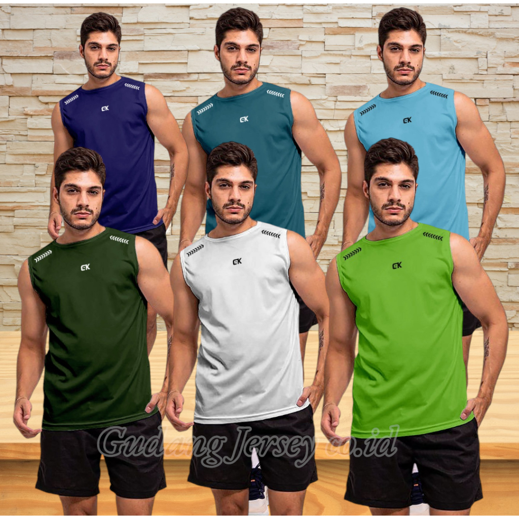 Singlet Olahraga Pria Baju Lekbong Kutung Training Futsal Fitnes Gym Running Murah Import