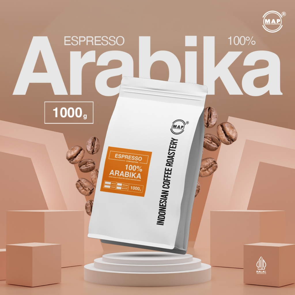 

MAP19 Coffee Pure Arabika 1Kg 100% Arabika Biji Kopi Indonesia