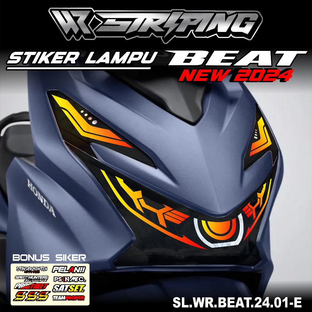 Stiker Lampu Motor Beat 2024 Sticker Alis Depan Lampu Beat Deluxe New Street Cbs Iss 2024 WR 01