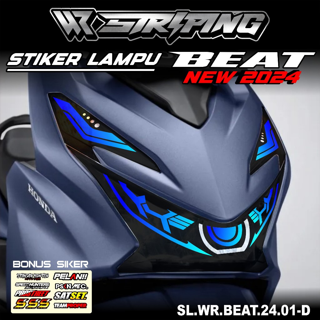 Stiker Lampu Motor Beat 2024 Sticker Alis Depan Lampu Beat Deluxe New Street Cbs Iss 2024 WR 01