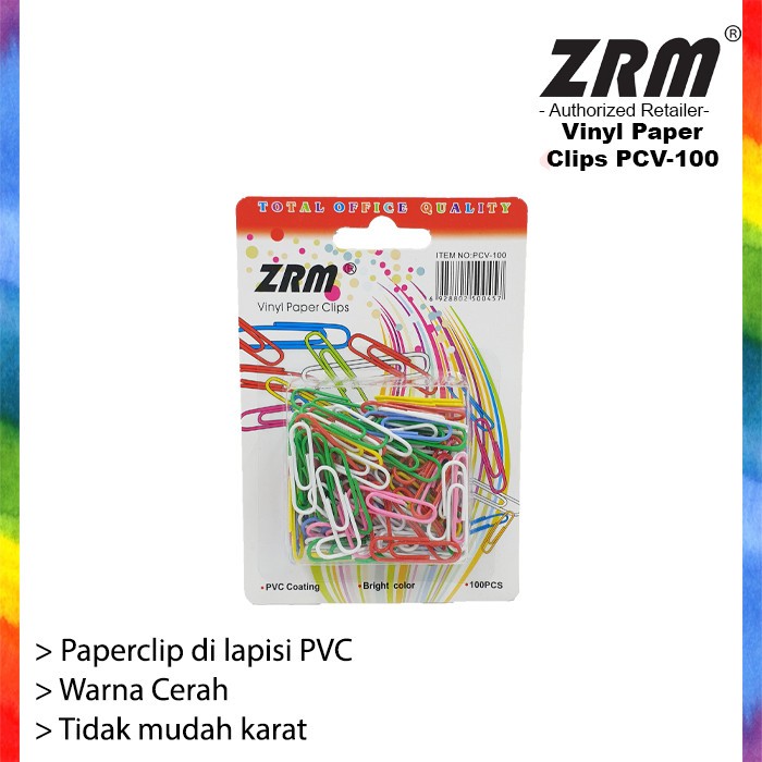 

ZRM VINYL PAPER CLIPS PCV-100 / PAPER CLIPS WARNA WARNI MURAH