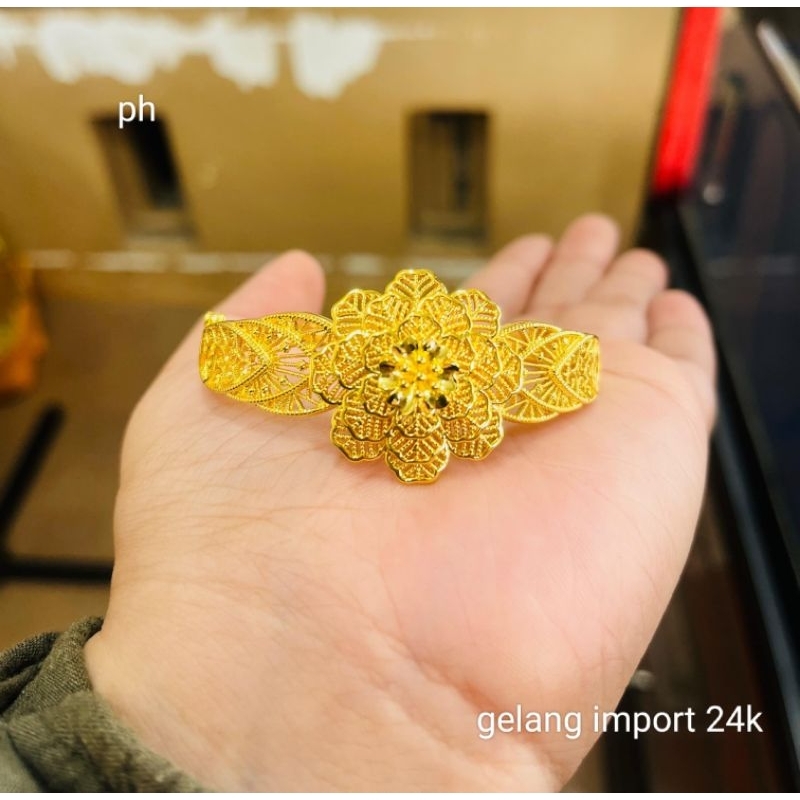 gelang mawar lapis emas 24k