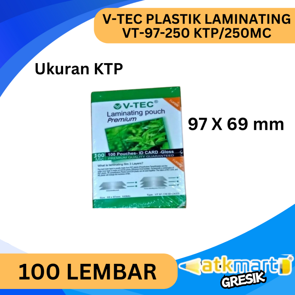 

V TEC PLASTIK LAMINATING KTP/250 MC / PLASTIK PELINDUNG KTP