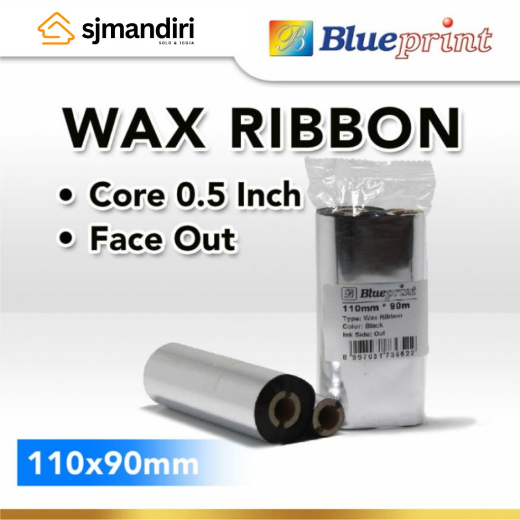 

Ribbon Wax Barcode Label 110mm x 90m BLUEPRINT Thermal Transfer Ribbon Barcode