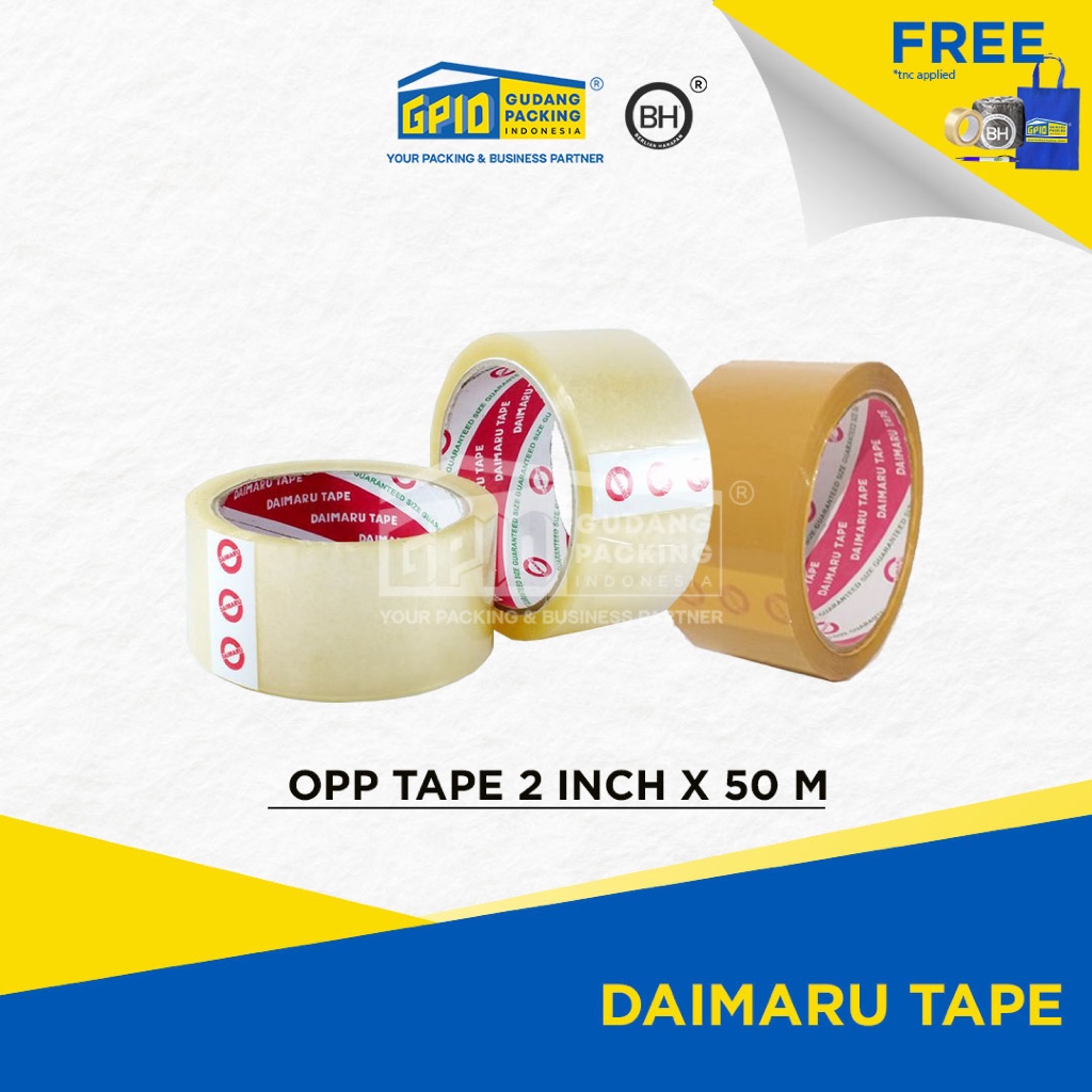 

DAIMARU - Lakban 2 inch / 48mm x 90y / 100y Bening / Coklat