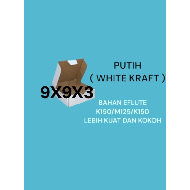 

dus packing DIE CUT 9X9X3 WARNA PUTIH