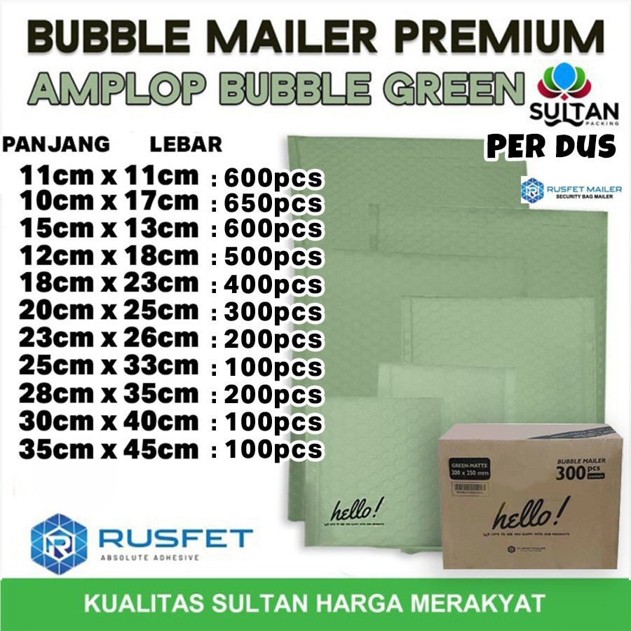 

Amplop packing bubble mailer green all size bubble mailer rusfet per dus