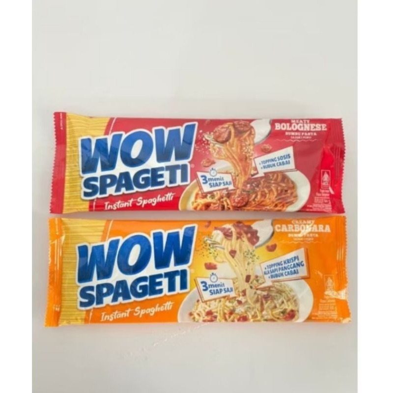 

WOW Spageti instant spaghetti 84gr rasa meaty bolognese dan creamy carbonara