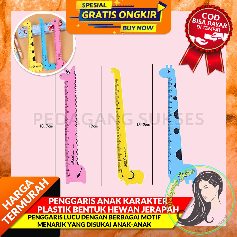 

PENGGARIS ANAK KARAKTER PLASTIK BENTUK HEWAN JERAPAH KARTUN LUCU 15CM