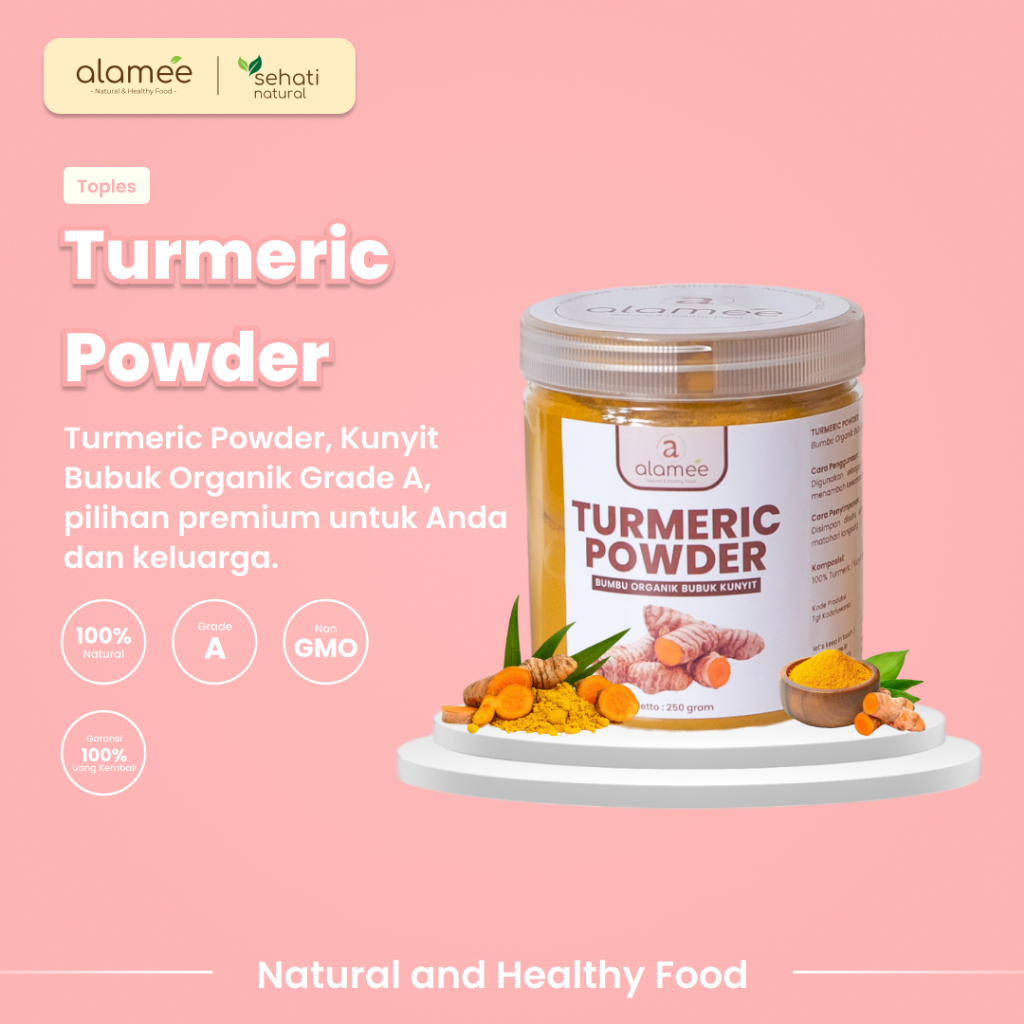 

Kunyit Bubuk Turmeric Powder Ground Bumbu Dapur Organnik Rimpang Rempah Murni Asli Tanpa Campuran