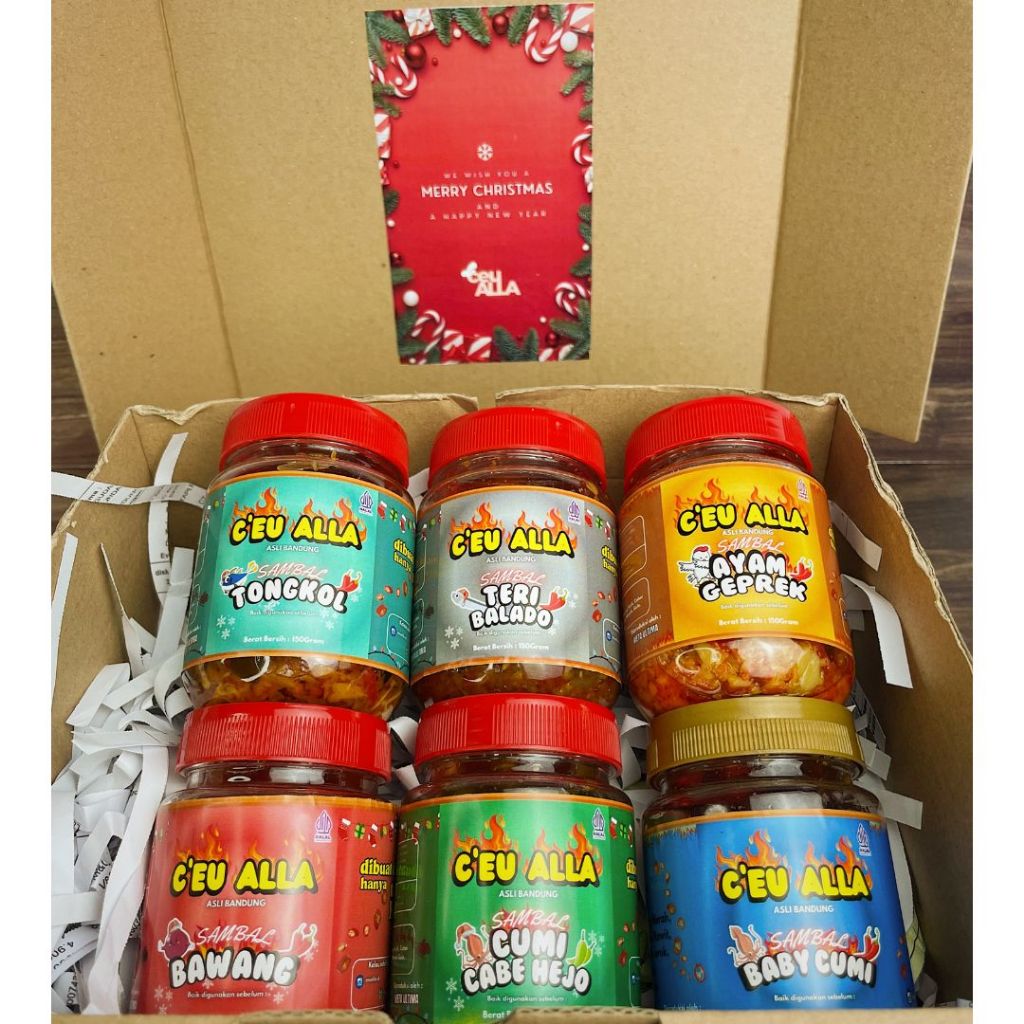 

! VIRAL ! HAMPERS SPECIAL NATAL HAMPERS CHRISTMAS SAMBAL CEU ALLA ALL VARIANT SAMBAL CUMI 3 PACK DAN 6 PACK