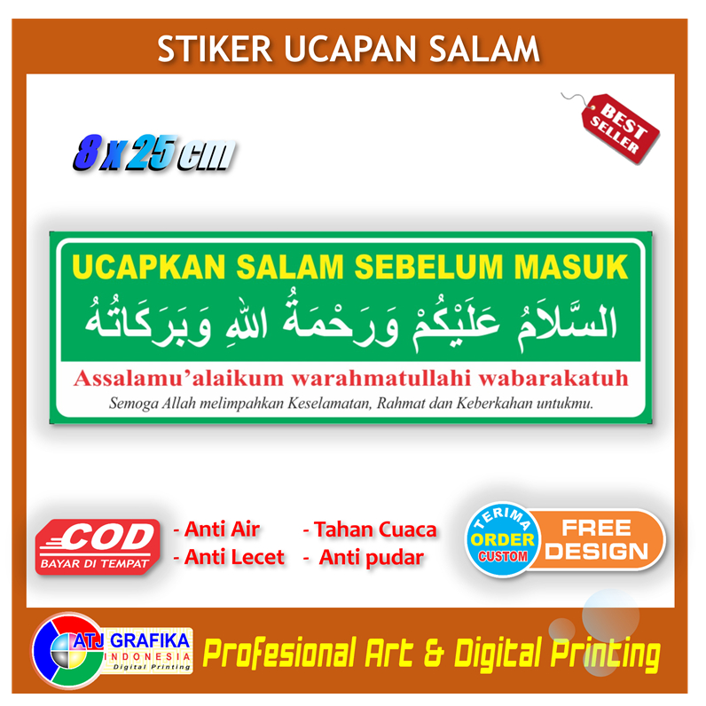 

Stiker new salam ucapkan assalamu'alaikum sebelum masuk sticker pintu kamar rumah kantor toko dll