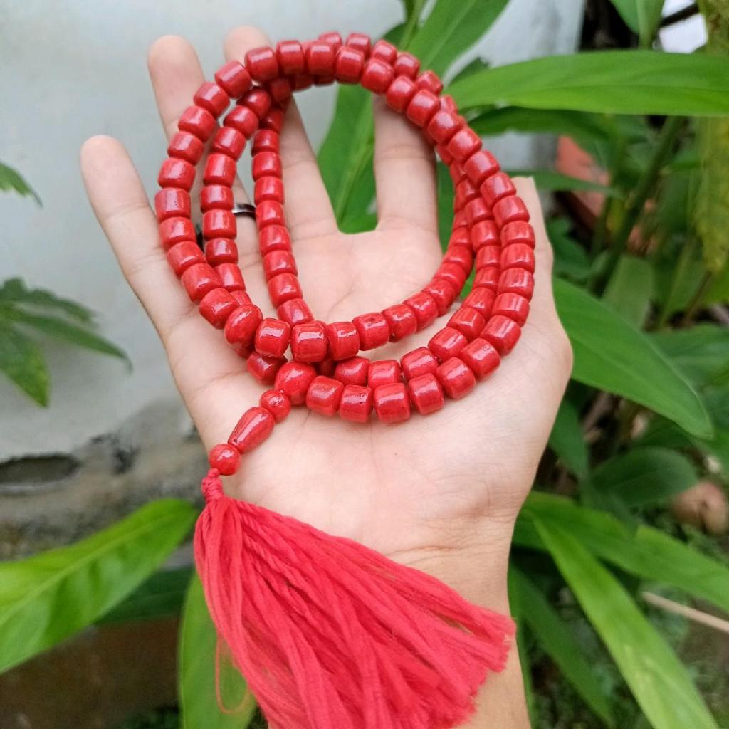 tasbih red coral berkualitas original model tabung