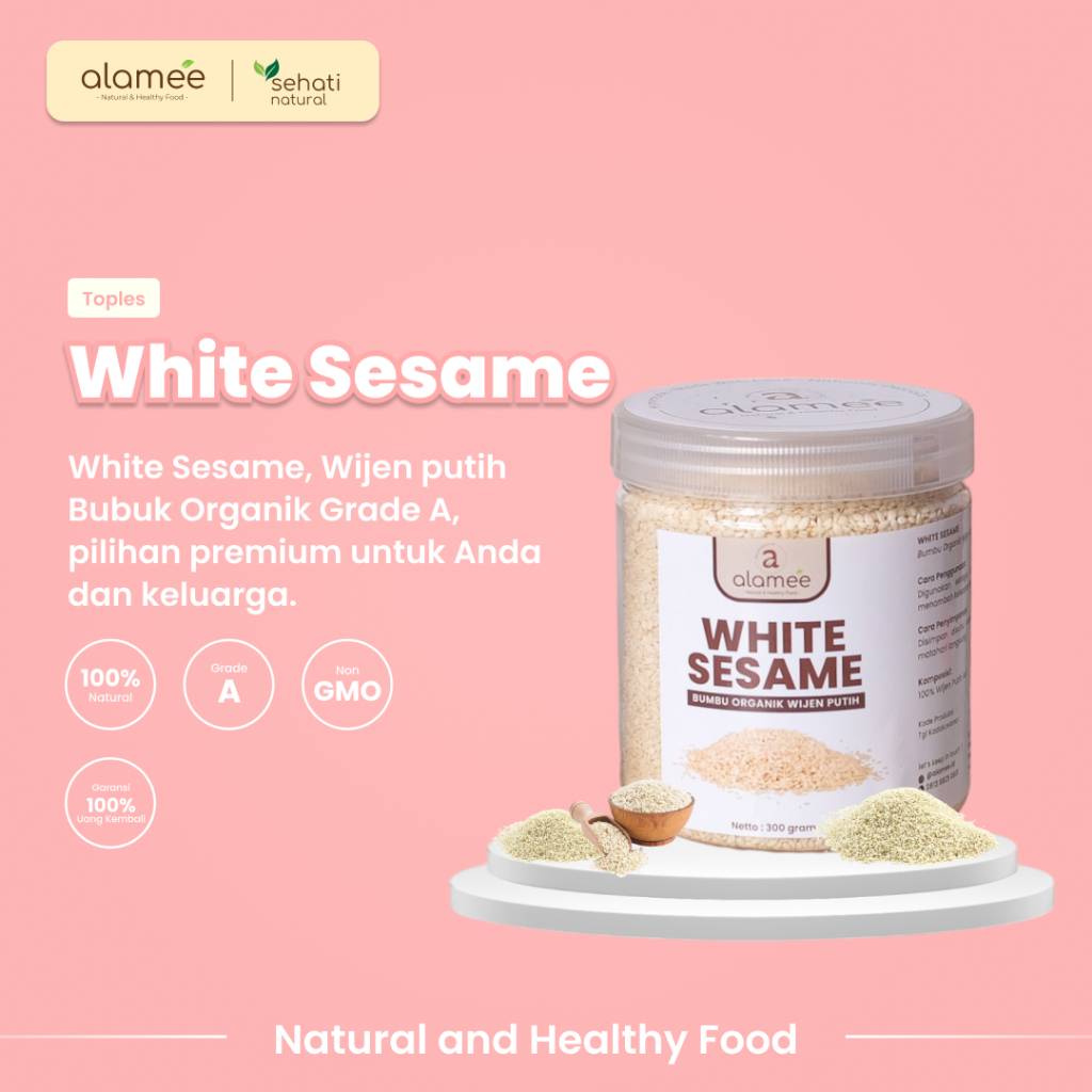 

ALAMEE Wijen Putih White Sesame Seed Bumbu Dapur Organik Masak Rempah Tanpa Campuran Seasoning 300g