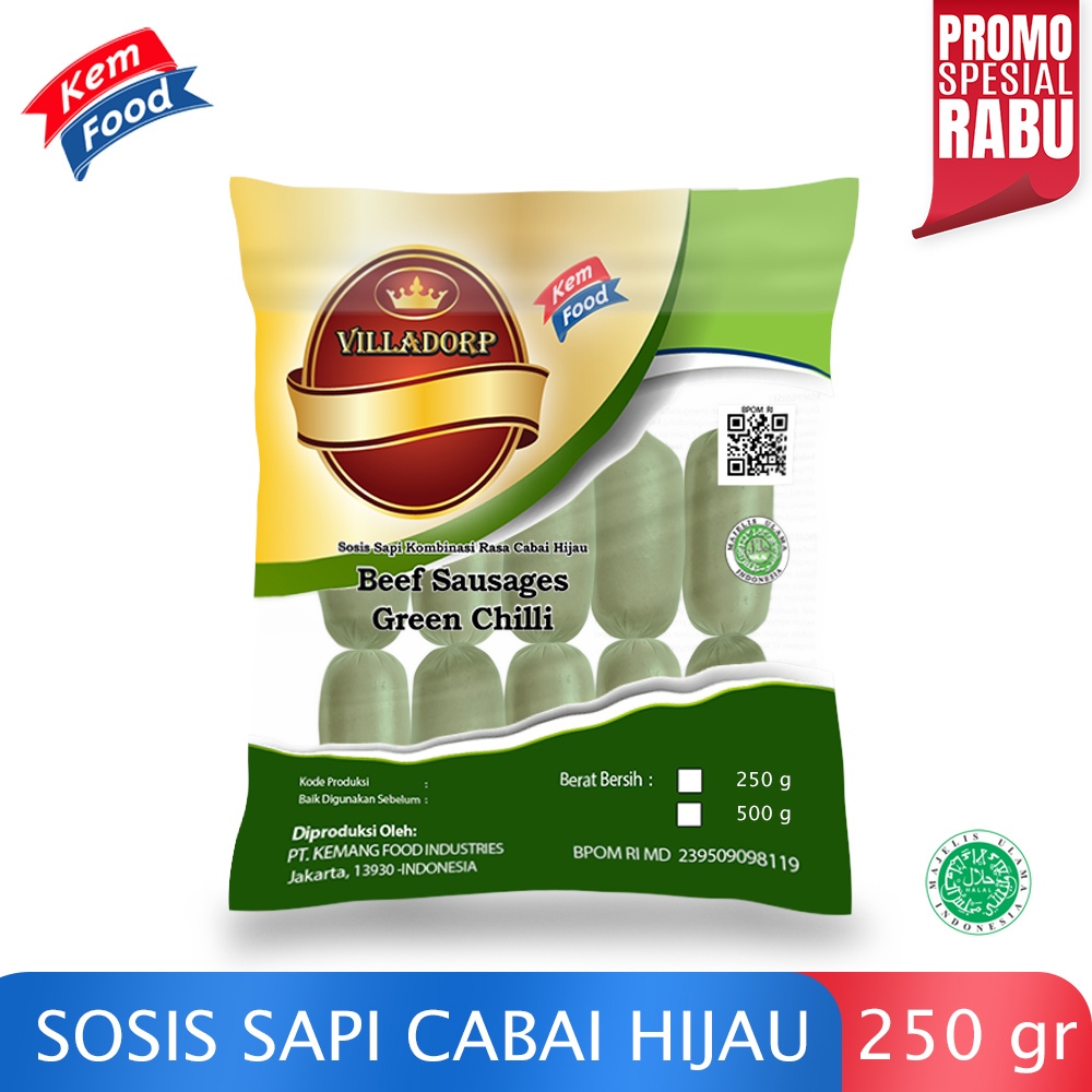 

Villadorp Sosis Sapi Mini Cabai Hijau - 250 gr