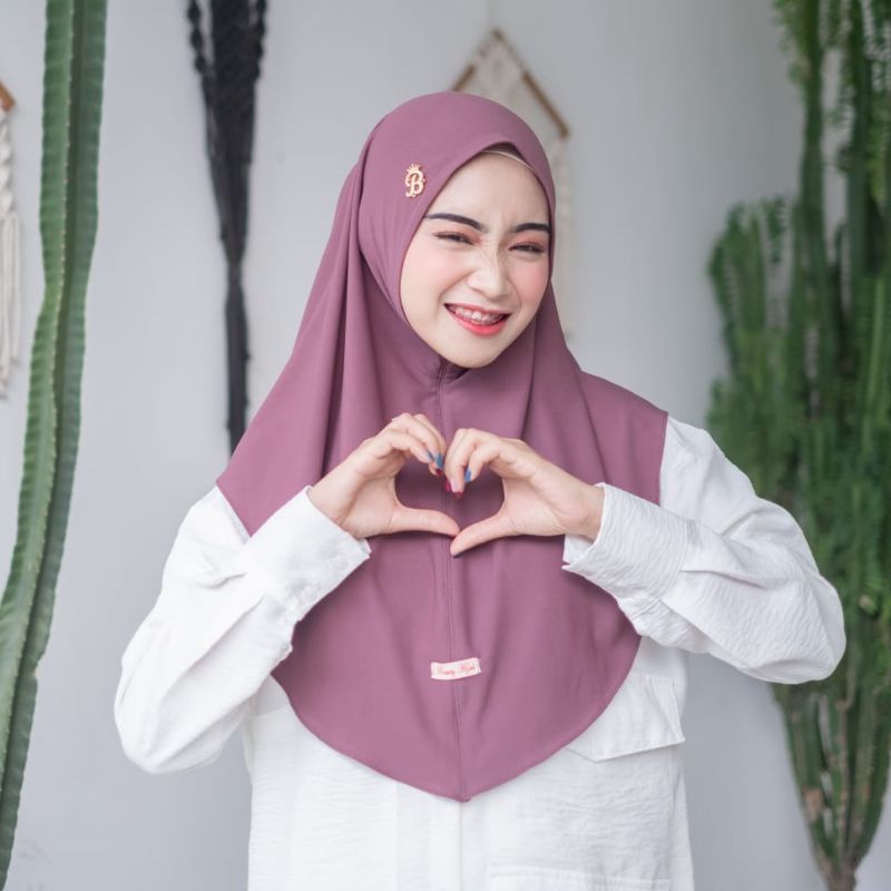 Kerudung Bergo Halima polos, Hijab instan non ped tanpa tali bahan Jersey premium