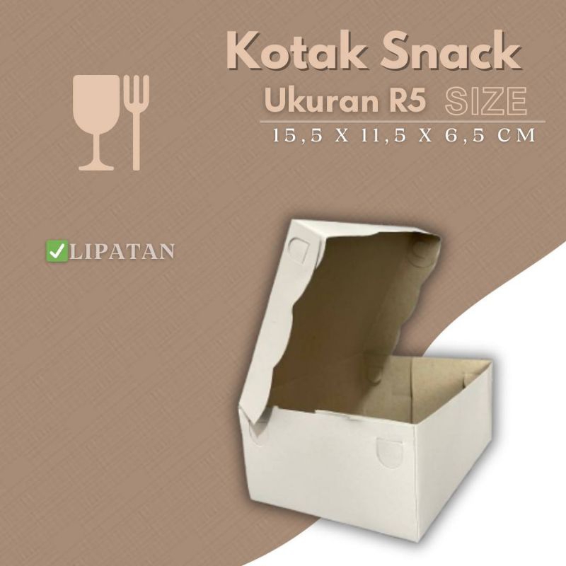

Kotak Snack Box R5 Putih - Kotak Snack Box - Kotak Kue Teball 350 gsm