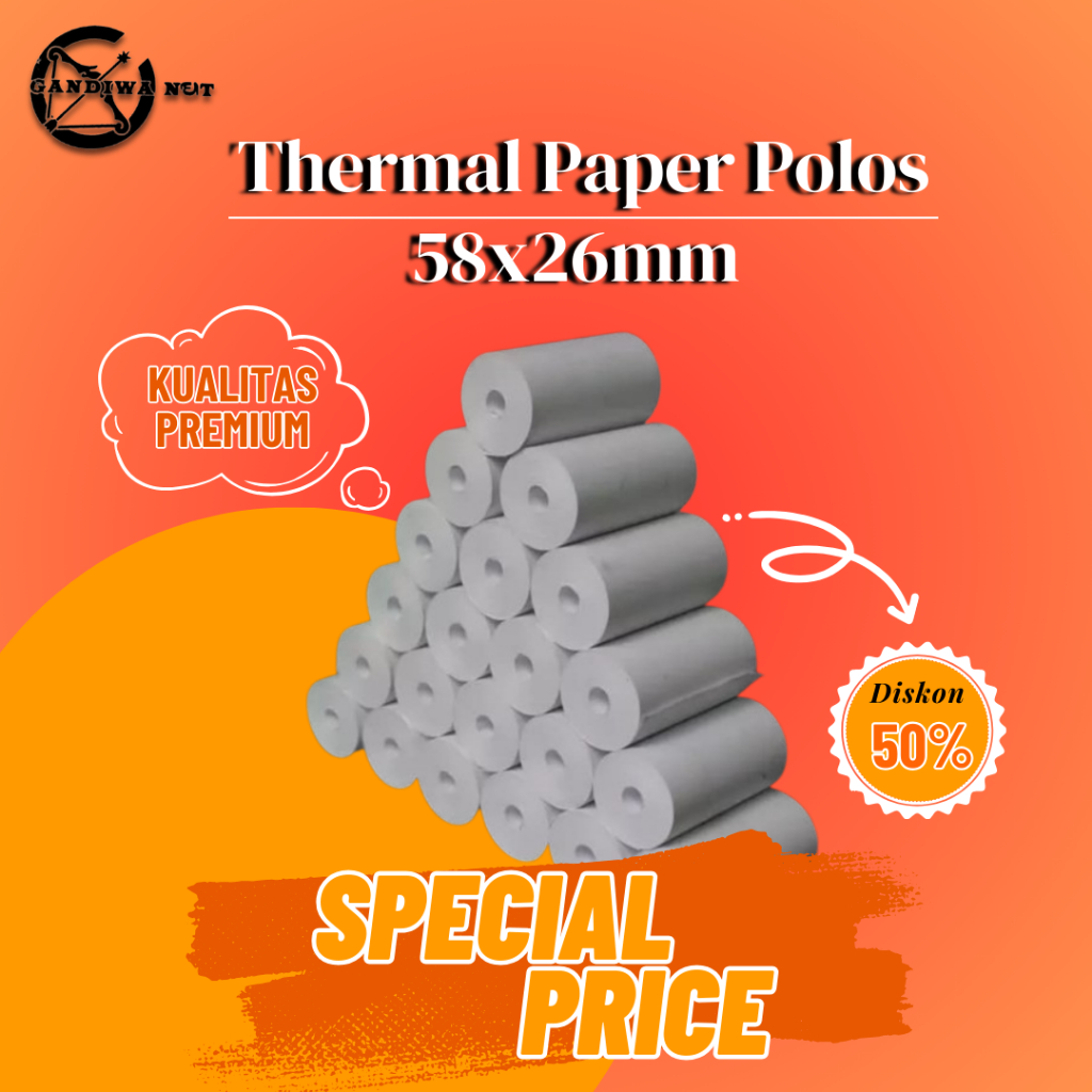 

KERTAS THERMAL EDC POLOS 58mm x 26mm