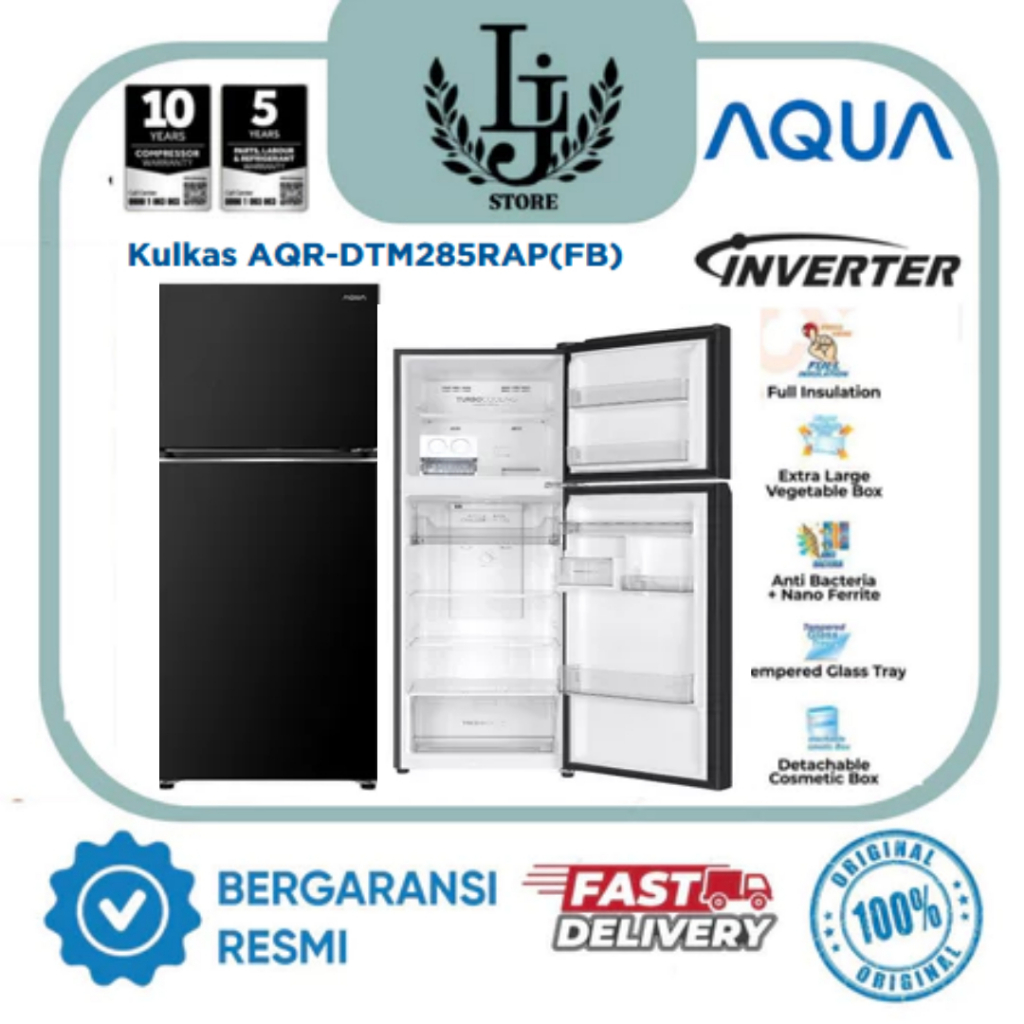 Kulkas Aqua 2 Pintu DTM 285RAP Kulkas 2 Pintu Aqua Inverter Kulkas Dua Pintu AquaTurbo Coling