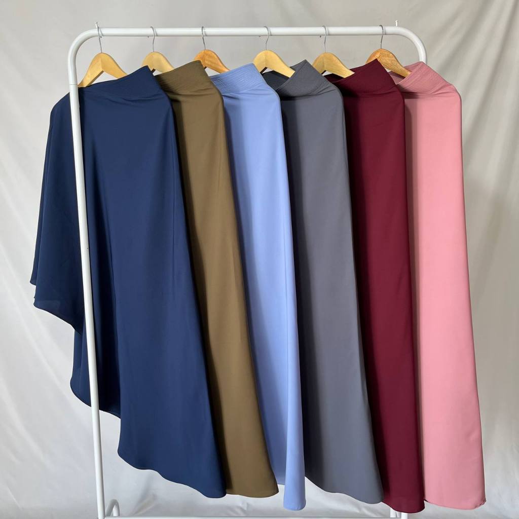 Khimar Wolfis Polos Instan Tebal Premium Softpad  Syar'i Cutting V Lancip Jumbo Ready Balikpapan Haj