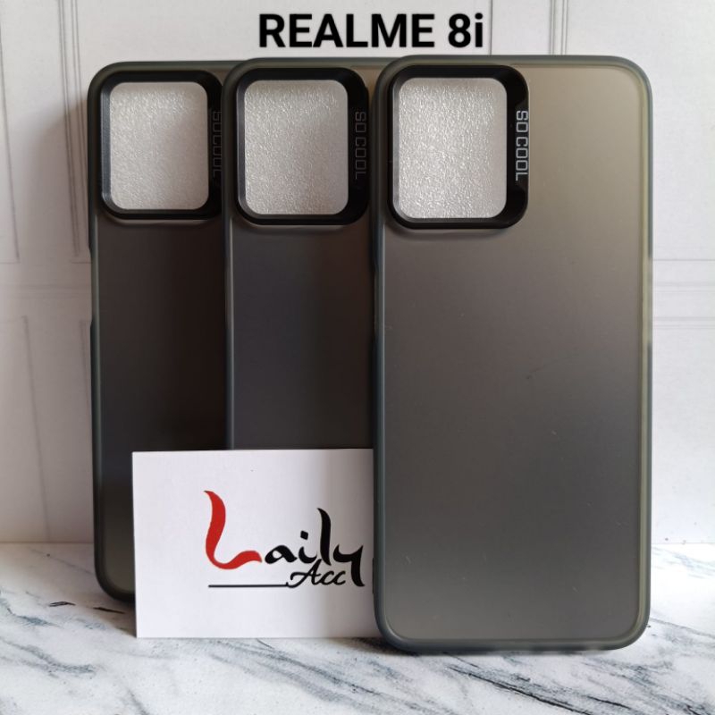 SIFT CASE IMD SO COOL FULL BLACK REALME 8i SILIKON HARDCASE HOLOGRAM