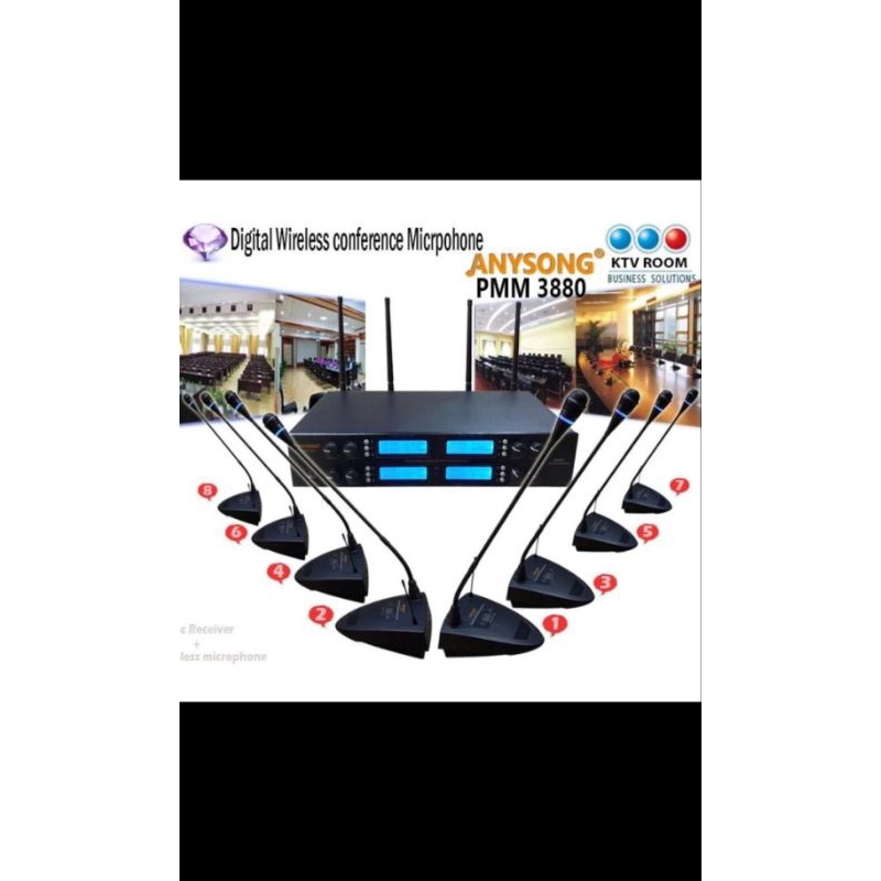 Mic Wireless Conference Mic Meja/Podium Anysong PMM-3880 -- 8bh Mic Meja/Podium