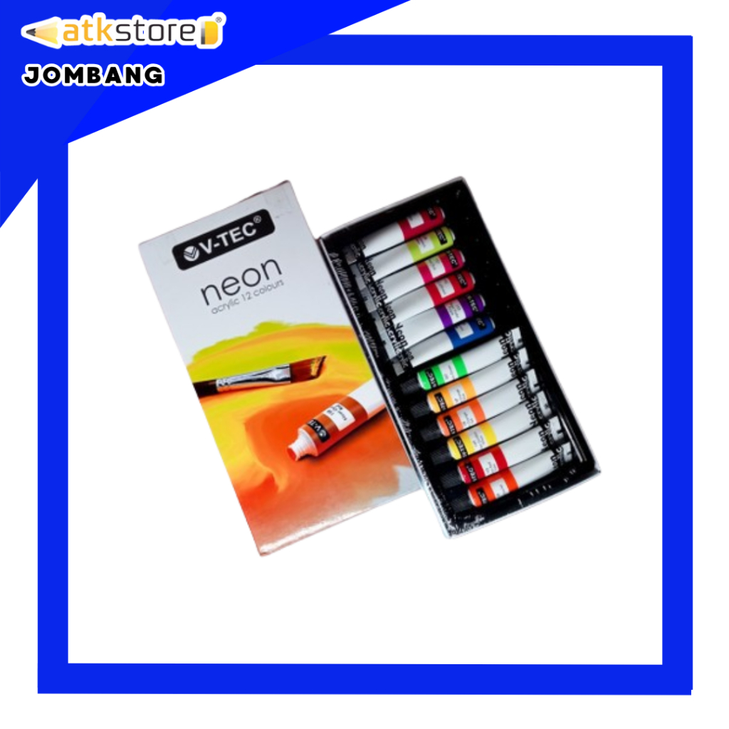 

V TEC Acrylic Paint Cat Neon Colours Type NA 612 6ml 12 Warna Cat Akrilik - ATJ