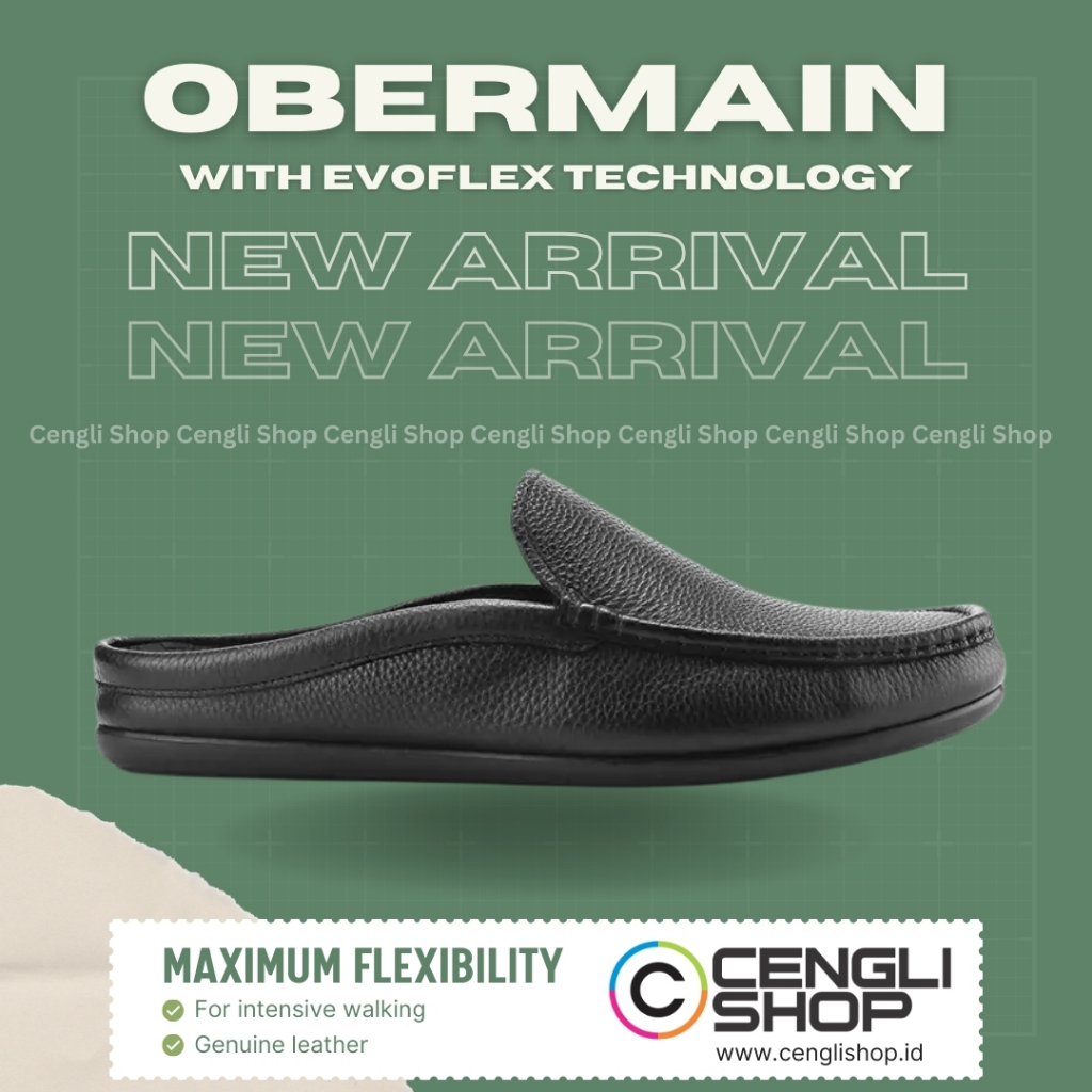 OBERMAIN SEPATU SANDAL KASUAL PRIA ORIGINAL KULIT ASLI ORI SENDAL SLIP ON SLOP SELOP CASUAL SEMI FOR