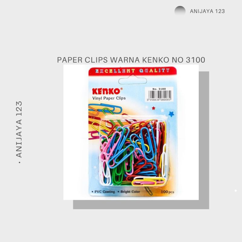 

PAPER CLIPS WARNA KENKO NO 3100 1SET ISI 100PCS