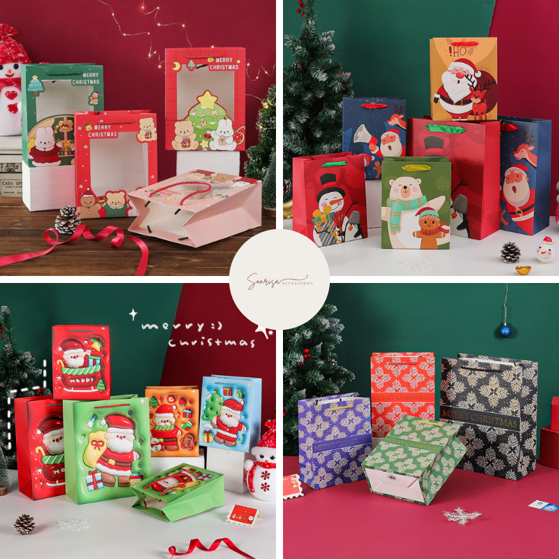 

Paper Bag Christmas Motif Santa Claus Rusa / Goodie Bag Natal / Tas Kado