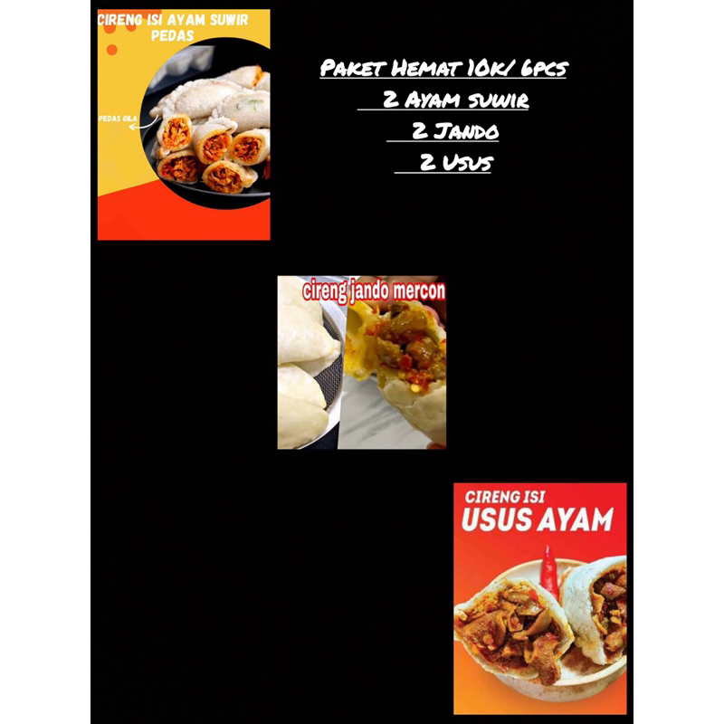 

PAKET HEMAT CIRENG ISI MURAH 10RIBU/ 6PCS