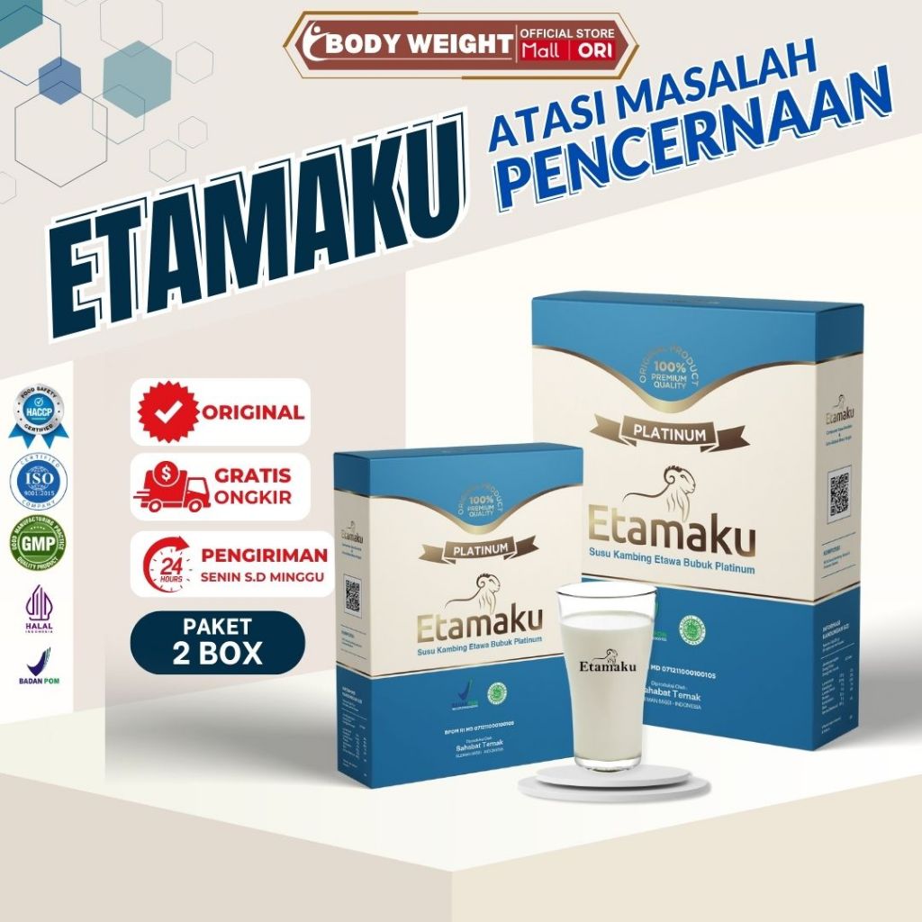 

Etamaku Platinum Susu Etawa Untuk Membantu pemulihan tubuh pasca sakit Paket 2 Box Kemasan 250gr