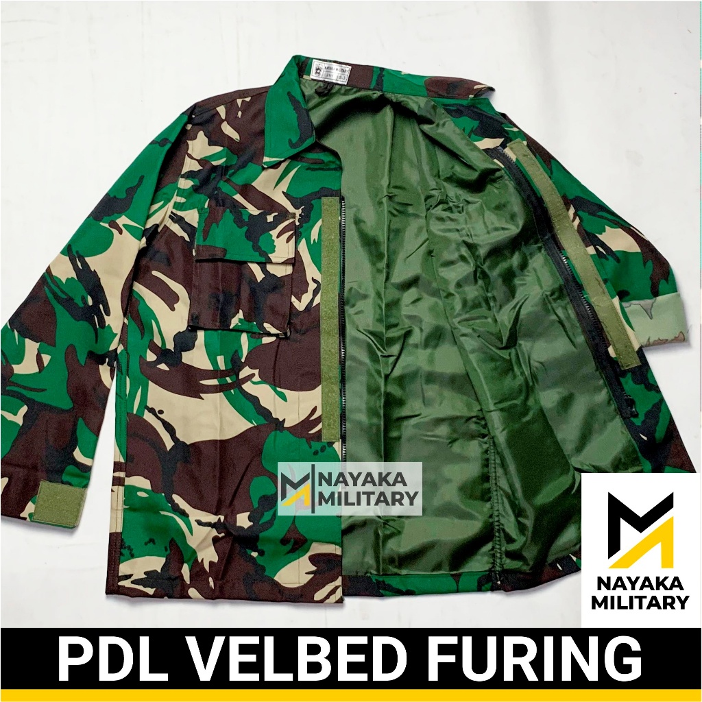 BLA309 Seragam Velbed Furing Sleting Loreng Malvinas Baju PDL TNI Setelan Tentara Stelan Pakaian