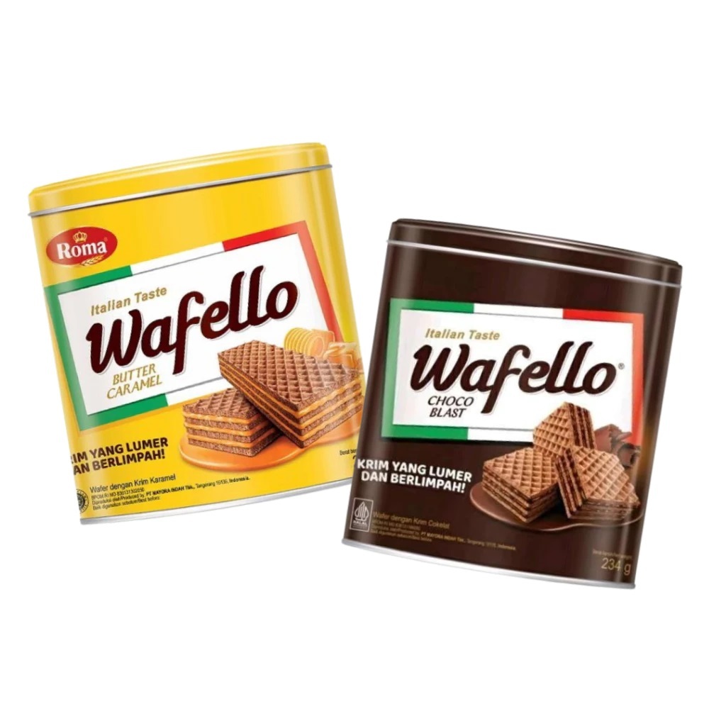 ROMA WAFELLO Kaleng 234gr | Wafello Wafer Italian Taste Choco Kaleng
