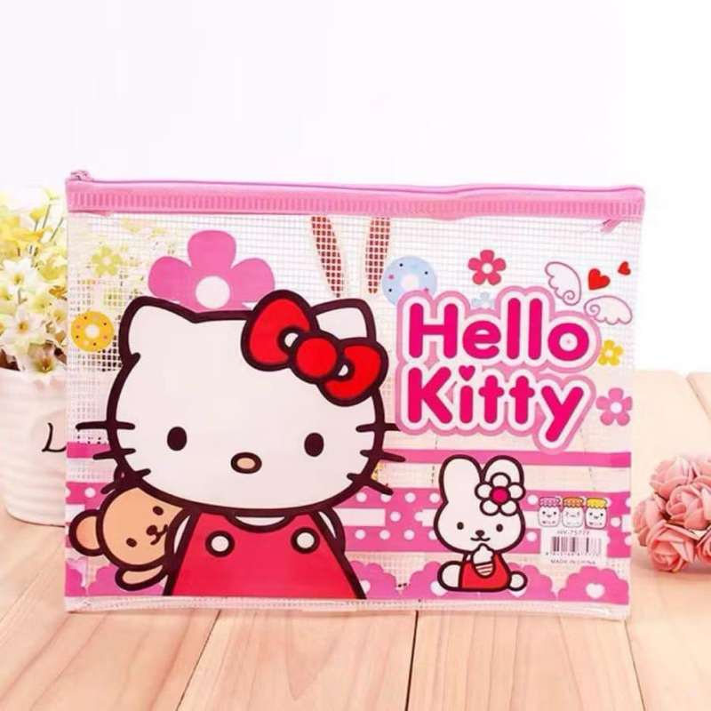 

Map Folder Plastik Mika Bening premium Jaring Karakter Doraemon dan Hello Kitty
