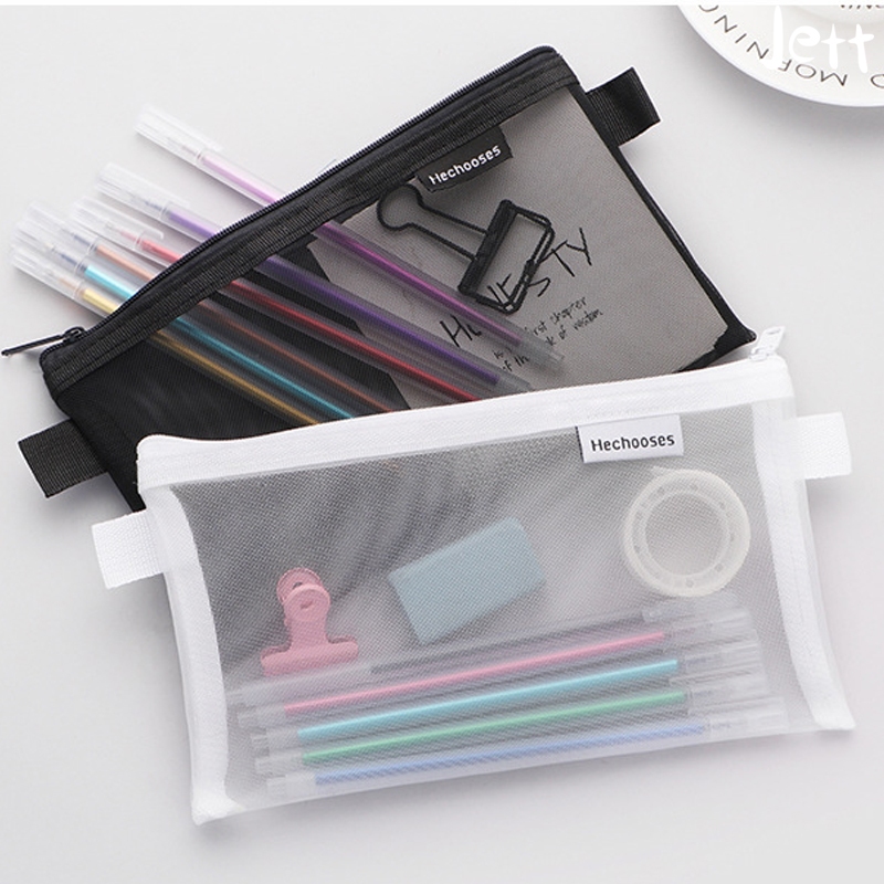 

[Ready]tempat pensil/Tas Penyimpanan Tas Pena Jaring Transparan Sederhana, Tas Pena Portabel untuk Ujian Siswa, Tas Alat Tulis Kapasitas Besar-Jett