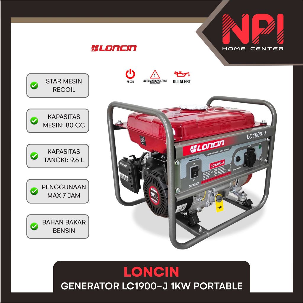 Loncin - Mesin Genset Generator Listrik Bensin Lc 1900 J Lc1900J 1000 W