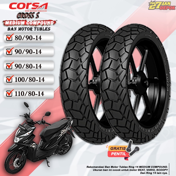 Ban Motor Corsa Cross S Ring 14 Tubeless Ban Motor Matic Tubles Beat Vario Scoopy Ring 14