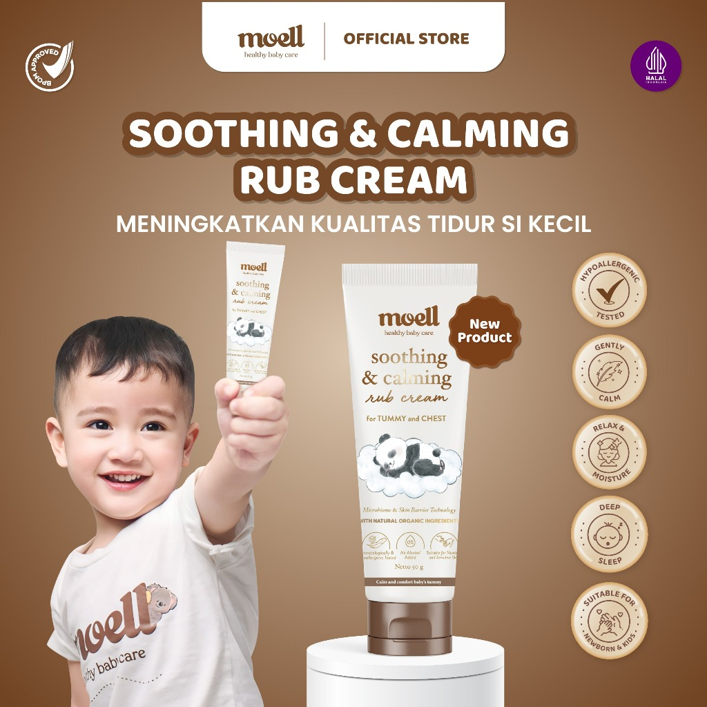 MOELL Soothing & Calming Rub Cream 50 gr | Cream Penghangat Bayi | Cream Perut Kembung Bayi