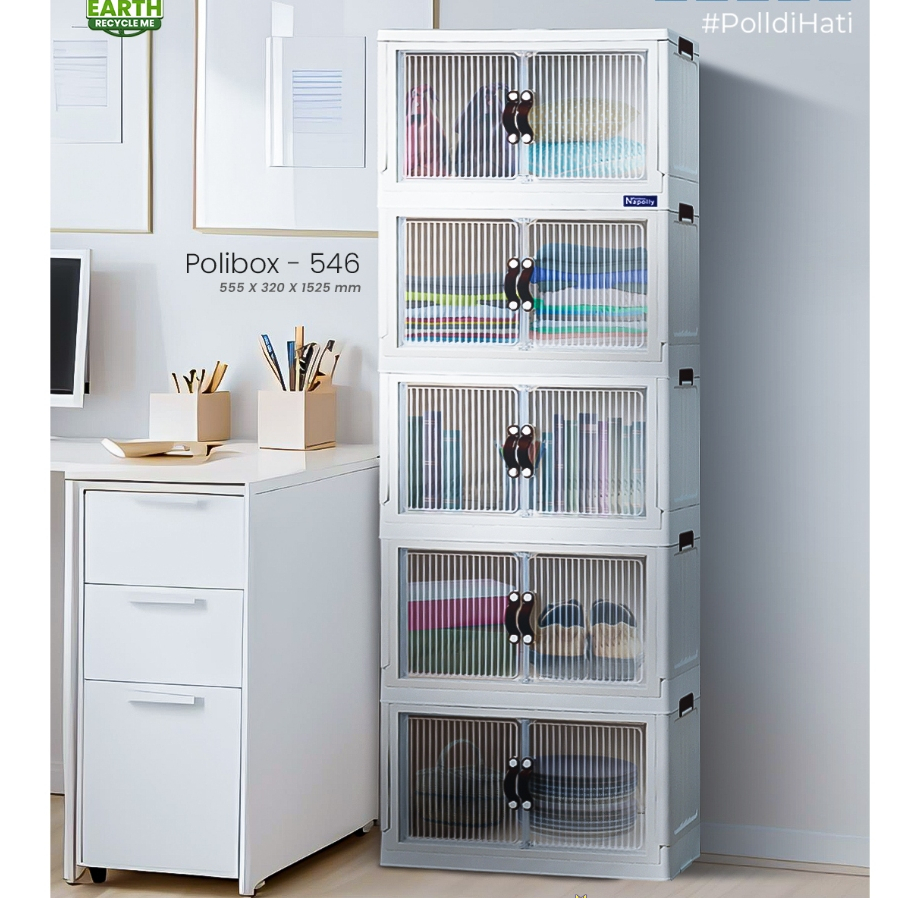 NAPOLLY LEMARI PLASTIK RODA LIPAT POLIBOX / RAK SUSUN