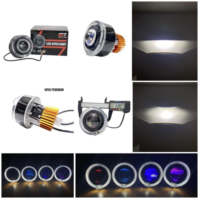 IK3 Lampu Led Projie Biled Bulat 3 Inch 4 Inch CR7 40 Watt Kipas Angel & Devil Light
