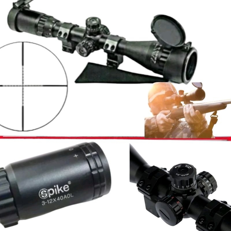 teropong jarak jauh teleskop SPIKE 3-12x40 AOL tahan getar anti air