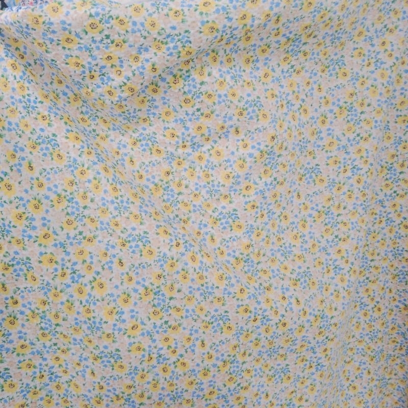 kain katun crinkle motif bunga - kain katun crinkle premium - kain crinkle motif - lq