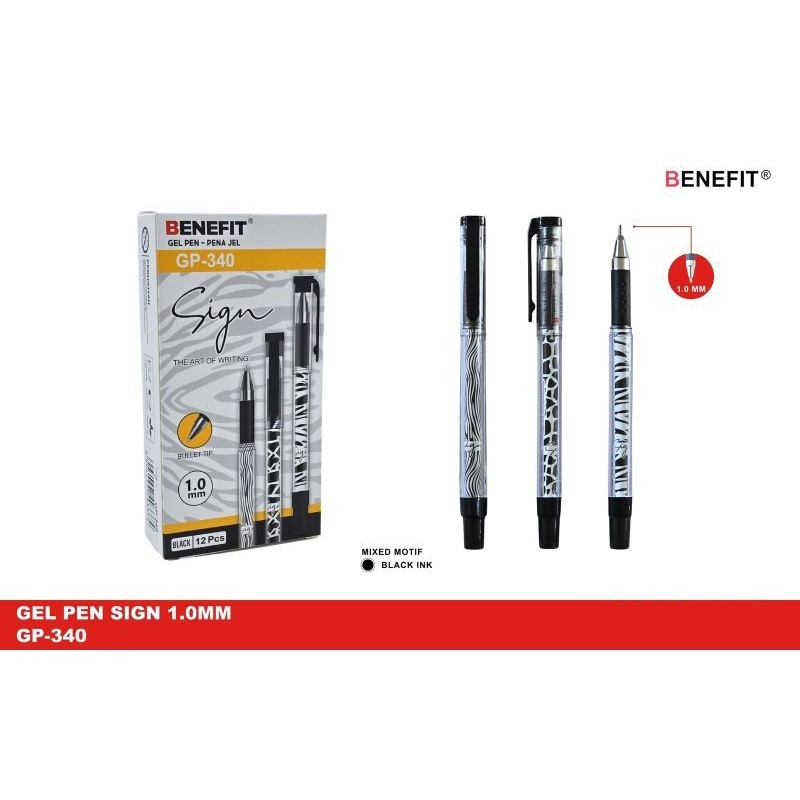 

PULPEN GEL BENEFIT 1.0 MM GP-340 HARGA SATUAN/PULPEN MURAH MODEL TIZO