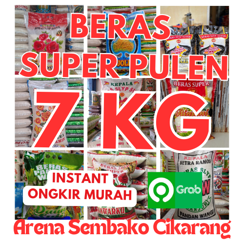 

(INSTANT ONGKIR MURAH) PROMOO BERAS SUPER PULEN 7 KG ARENA SEMBAKO CIKARANG