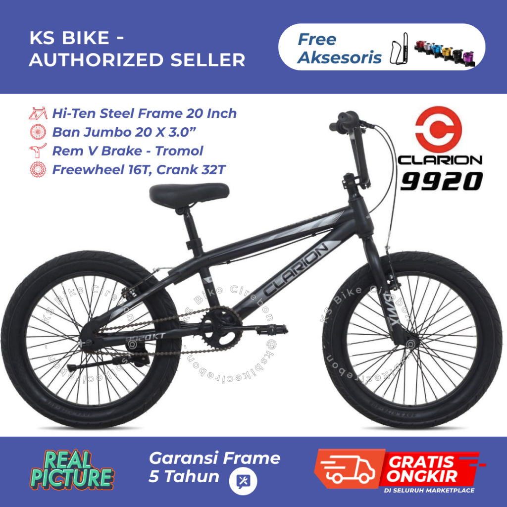 BMX Clarion 9920 KT Ban Jumbo 3.0 Ring 20 Inch Sepeda Anak Laki Laki Umur 8 9 10 11 12 Tahun Frame S